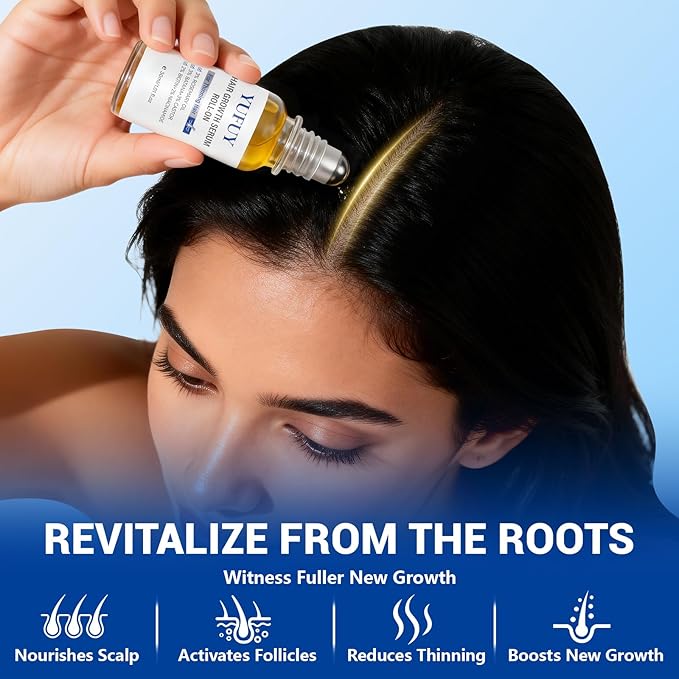 Hair Growth Serum Roll On 30ML, With 3% Batana Castor 2% Biotin Niacinamide 3% Rosemary Oil for Hair Growth No-Rinse, Fast-Absorbing Scalp Serum For Thinning Hair for Men & Women -1.0 Fl OZ
