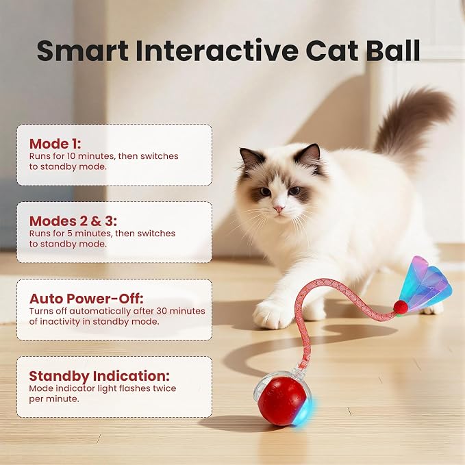 Rocfish Durable Interactive Cat Toys for Indoor Cats (red, 02)