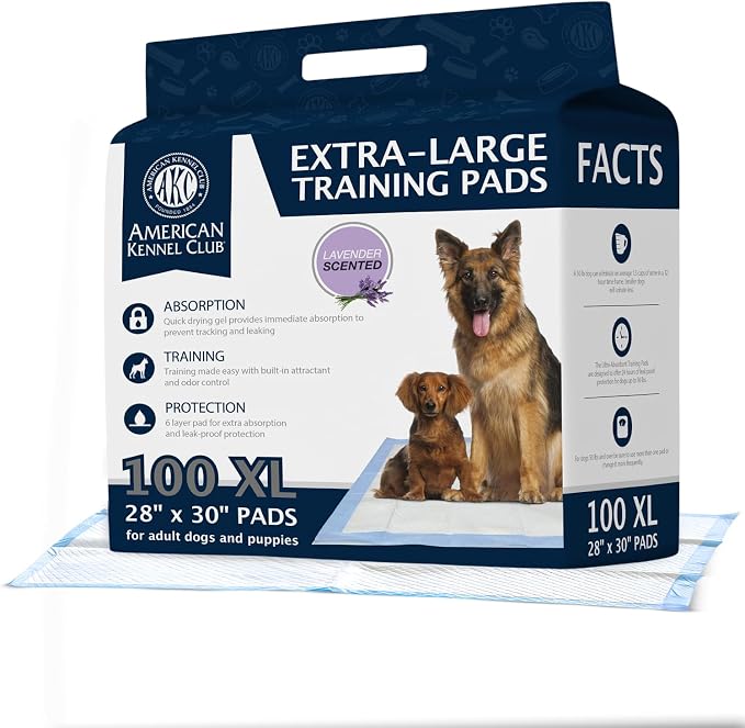 AKC Dog Training Pads, XL 28" x 30", Lavender Scent, 100 Count
