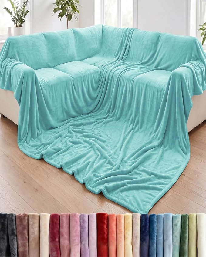 Ultra Soft Fleece Blanket Oversized King Size - Flannel Fleece Luxury Blanket - Lightweight for Couch Bed Chair - Thick, Warm and Breathable - All Season Cozy, Turqoise