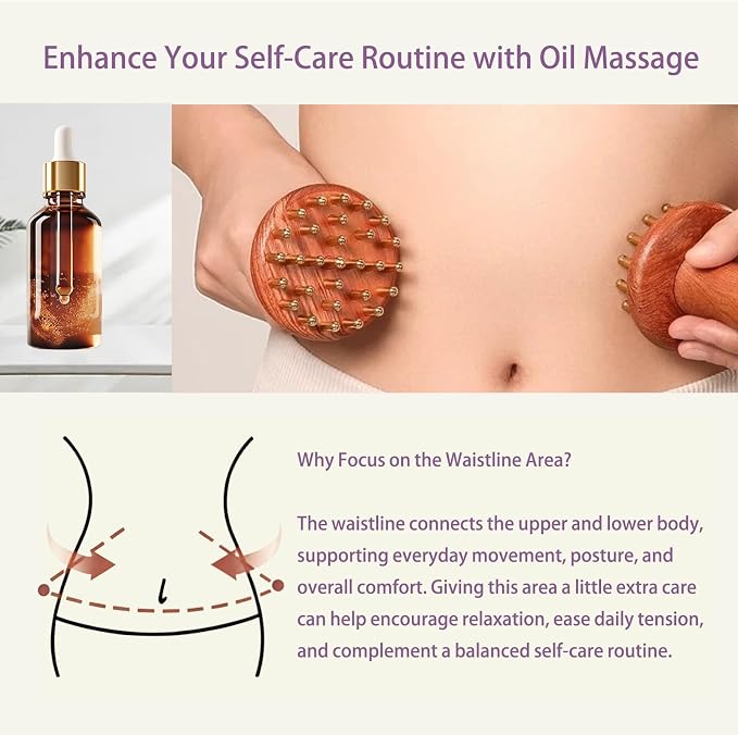 Meridian Massage Brush for Belly, 29 Teeth H62 Brass Massage Tool, Belly Massage Brush for Body and Scalp, Chinese SPA Gua Sha Tool for Body 黄铜经络刷 经络刷