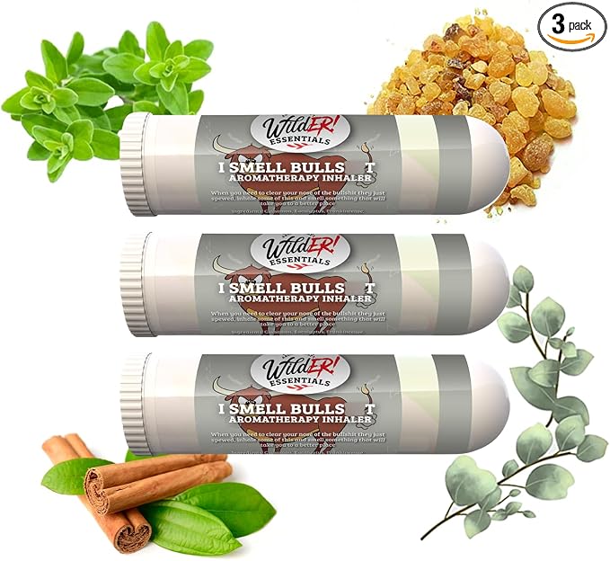 Wilder Essentials 3 Pack of I Smell Bull Aromatherapy Nasal Inhalers Made with 100% Natural, Therapeutic Grade Essential Oils for clearing Your Airways and Lifts The Spirit