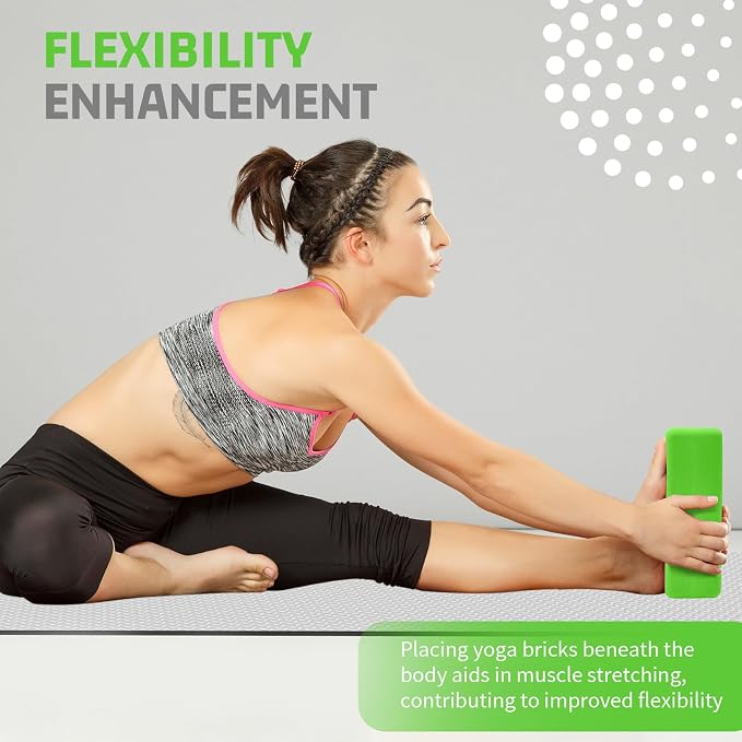 Yoga Blocks 2 Pack 3x6x9IN Foam Block Supportive Latex-Free with Rounded Edges, Non-Slip Exercise Blocks for Pilates, Meditation, Balance, Stretching and Deep Poses