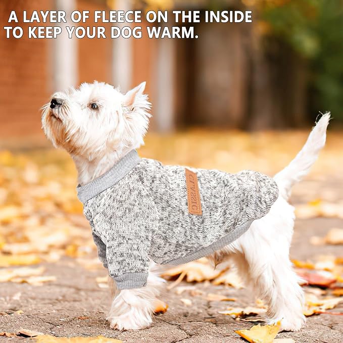 2 Pieces Dog Sweaters for Small Dogs Fall Winter Dog Clothes Male Fleece Puppy Clothes Warm Thick Outfit Pet Small Puppy Sweater for Boy Girl Doggies Teacup Yorkie Chihuahua,XXS