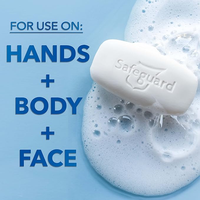 Safeguard Micellar Deep Cleansing Bath Bar Soap, Washes Away 99 Percent of Bacteria, Leaves Skin Soft, Fresh Clean Scent with Aloe, 3.2 oz,8 Count (Pack of 6)