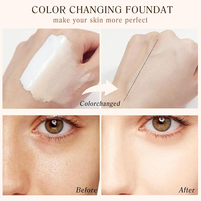 4-in-1 Foundation with SPF 50 - Color Changing, Full Coverage Liquid Makeup
