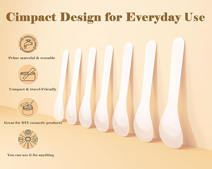 100 PCS of White Color Cosmetic Spatula for Makeup Face Mask Plastic Spoon Disposable Makeup Tools for Mixing and Sampling 4.88'' x 1.06”/Spatulas Skin Care Facial Cream Mask Spatula
