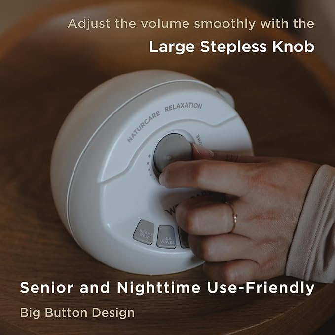 WELLCARE-Naturcare Sound Relaxation: White Noise, 7 Nature Sounds, Sleep Sound Machine, Calm Infants, for Baby, Kids, Adult. Stepless Volume, Timer, Powered by Adapter or Batteries(Both Not Incl.)