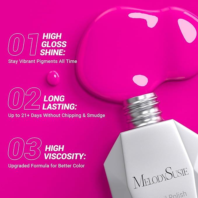 MelodySusie Thick Neon Pink Gel Nail Polish,0.5fl oz Nails Soak Off UV LED Bright Hot Pink Gel Polish Gift for Women Nail Art Manicure Salon DIY Nail Design Decoration at Home-027