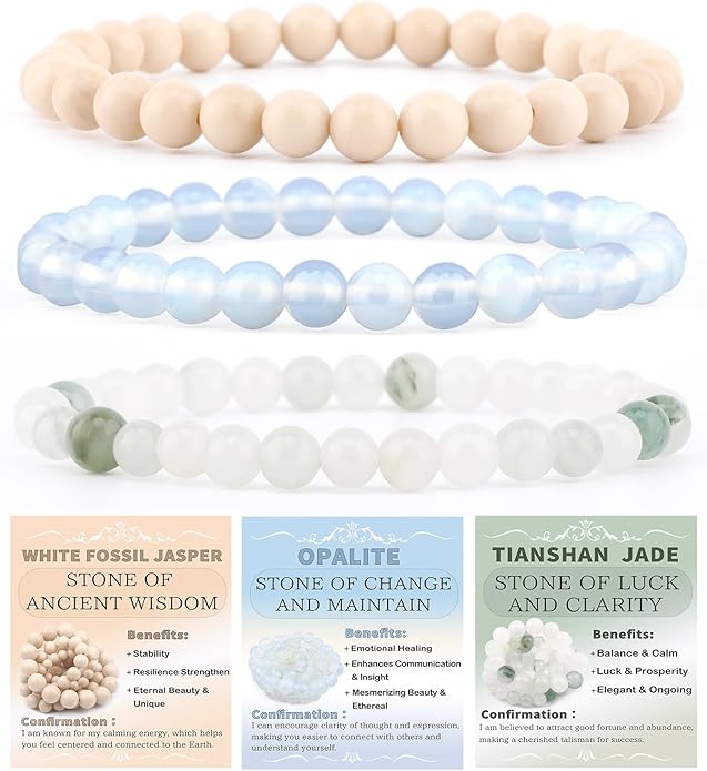 NCB 2.3-Piece 4mm Natural Crystal Gemstone Stretch Bracelets – Handmade Reiki Energy Healing Jewelry for Meditation,Yoga, Unisex
