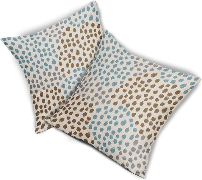 Brown Blue Pillow Covers 16x16 Set of 2 Boho Design Gray Polka Dot Throw Pillows Modern Art Trendy Print Decorative Outdoor Pillowcase Square Cushion Cover Linen Pillow Case for Home Sofa Couch Bed