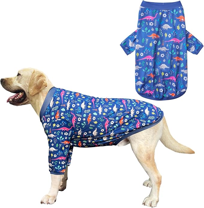 Dog Navy T Shirts with Forest Dinosaur Pattern Printed Pet Shirt Softable Pajamas Large Dogs (3XL, Forest Dinosaur)