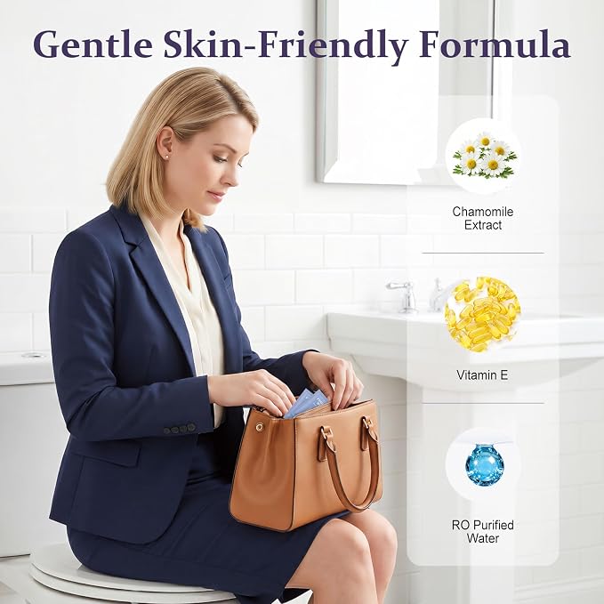 Feminine Wet Wipes Bulk, Individually Wrapped Period Intimate Wipe 100 Pack | Travel Size Personal Hygiene Female Private Parts Cleansing Wipe Butt for Women Girls Daily Travel Bathroom Essential