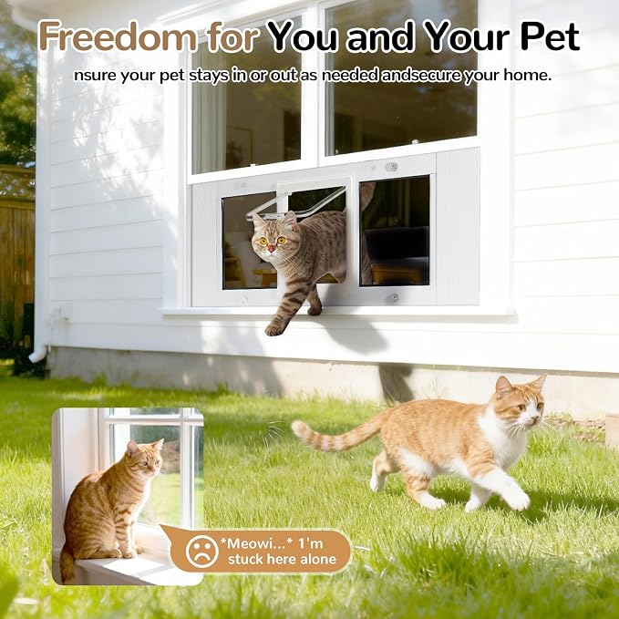 Cat Door for Window, 27"-32" Width