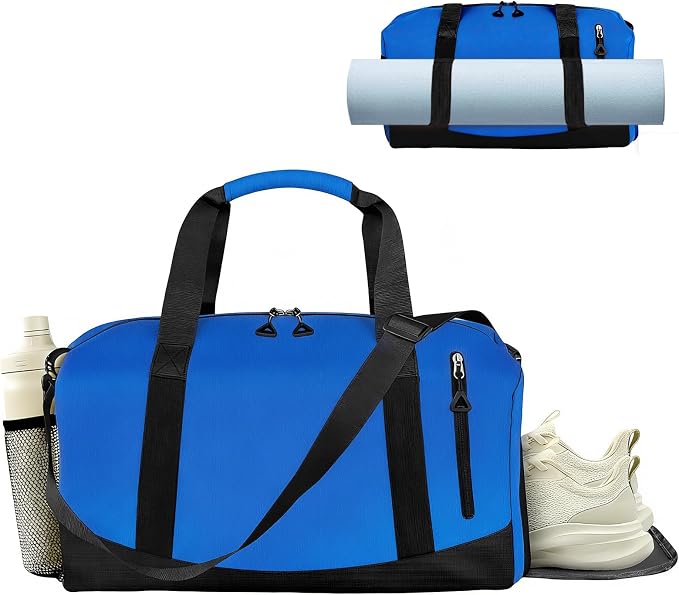 Yoga Mat Bag, Gym Workout Bag with Water Bottle Pocket, Pilates Bag for Women with Wet & Dry Pocket, Yoga Bags and Carriers Fits All Your Stuff, Yoga Tote Bag for Sports Travel Office