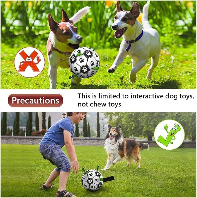 Dog Toys Soccer Ball, Interactive Dog Toys for Tug of War, Puppy Birthday Gifts, Tug Toy, Water Toy, World Cup Durable Balls for Medium & Large Dogs（8 INCH