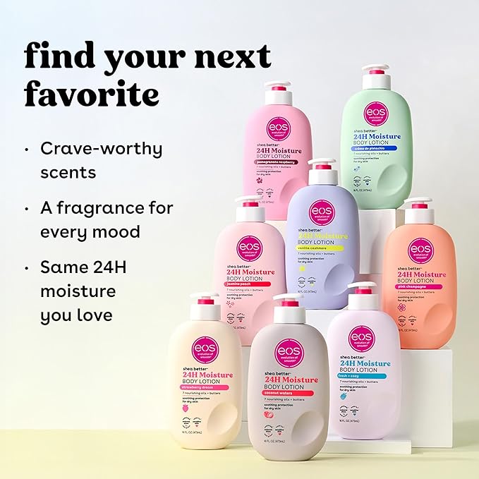eos 24H Moisture Travel Body Lotion- Fresh & Cozy, Travel Size Essential, Toiletries, Mini Body Lotion, 2.5 fl oz