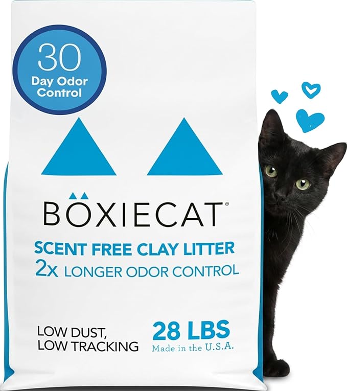 Boxie Premium Unscented Clumping Cat Litter 30+ Day Odor Control 28 lb