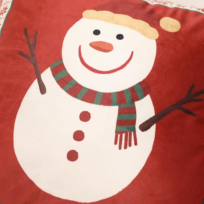 French Chrismas Velvet Throw Pillow Cover,Set of 2,18"x18"-Carol D | Vintage Square Pillow Cover,Concealed Zipper Design,Pinecones Pattern,Sofas,Bedroom,Living Room,Lounge Chairs,Decor