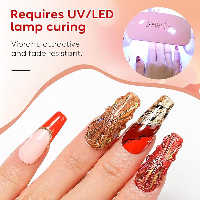 AIMEILI Christmas Gel Nail Polish Set 12pcs, Hema Free, Cruelty Free, Vegan, Soak Off U V LED Red White Glitter Polish Nail Art Manicure - Kit 43