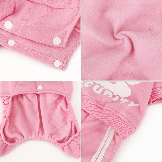 Dog Hoodie Security Clothes 4 Legs Jumpsuit Sweatshirt Hoodies Soft & Warm Dog Outfit Pullover Dog Winter Clothes Sweater for Small Medium Large Dogs Cats (Pink, X-Small)