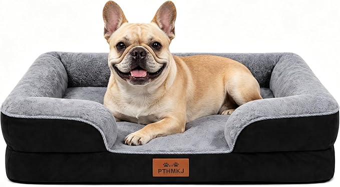 Orthopedic Dog Bed Medium Size Dog, Memory Foam Dog Bed Couch, 30" L | Dual-layer Foam Mat, Washable Cover&Waterproof, Contoured Bolster Design, Indoor&Car Truck, Pet Bed for Dogs Cats Up to 35lbs