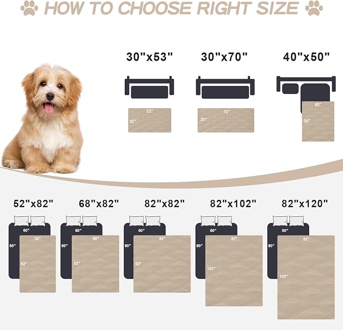 Smiry Waterproof Dog Bed Cover, Reversible Pet Blanket for Sofa Couch | Soft Washable Dog Blanket, Leakproof Couch Cover for Dogs Cats & Furniture Protection, 82x120, Taupe/Beige