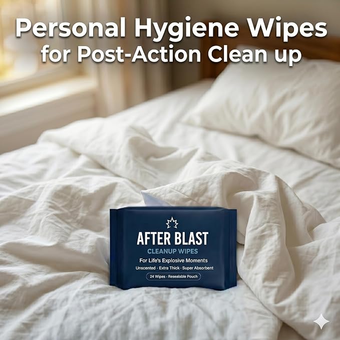 Post-Action Cleanup Wipes – Extra Large Ultra-Thick pH Balanced Unscented After Fun Wipes – Funny Useful Bachelor Gag Gift – Nightstand & Travel Ready – Gifts for Him or Her
