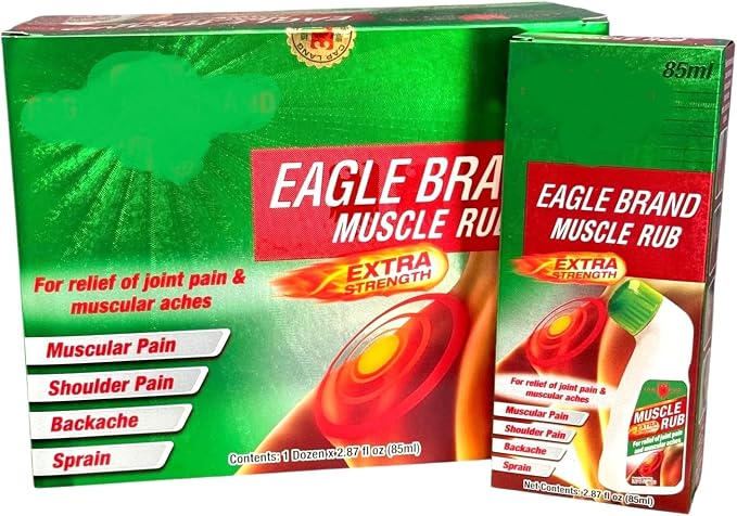Case Set - Dozen Eagle Essential Muscle Rub Oil - 12 Chai Dau Xoa Bop Hieu Con O - 85mL per Bottle x 12 Bottles per Box - Made in Singapore
