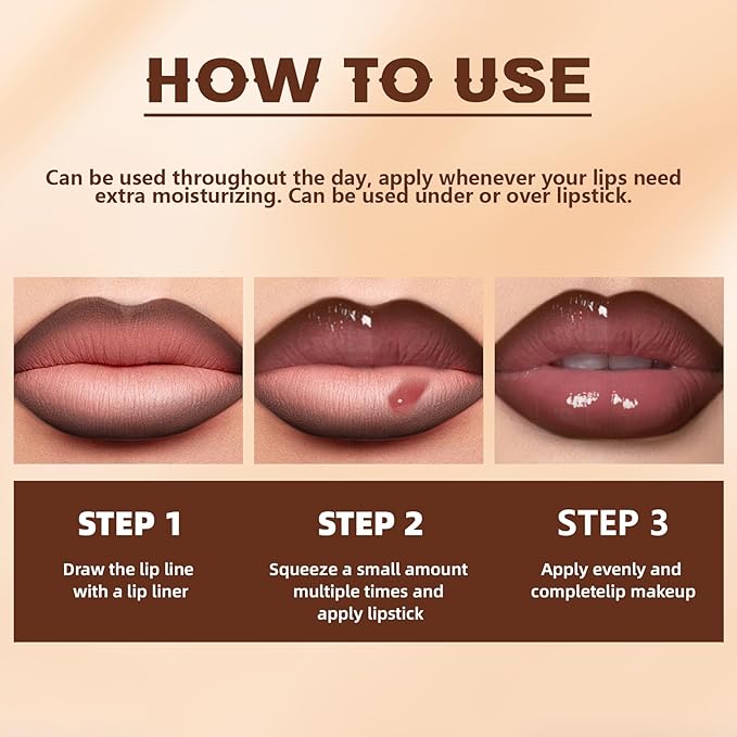 Lip Liner Gloss Set, Dark Brown Plumping Lip Liner Lip Pencil Moisturizing Lightweight Lip Gloss Lip Combo, High Shine Glossy Lip Tint Lip Stain Makeup Long Lasting Lip Contour for Women