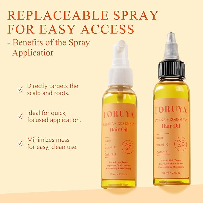 Hair Growth Oil Spray for Women: Natural Hair Growth Serum Women with Rosemary, Batana Oil & Biotin, Promotes Thicker, Fuller & Healthier Looks