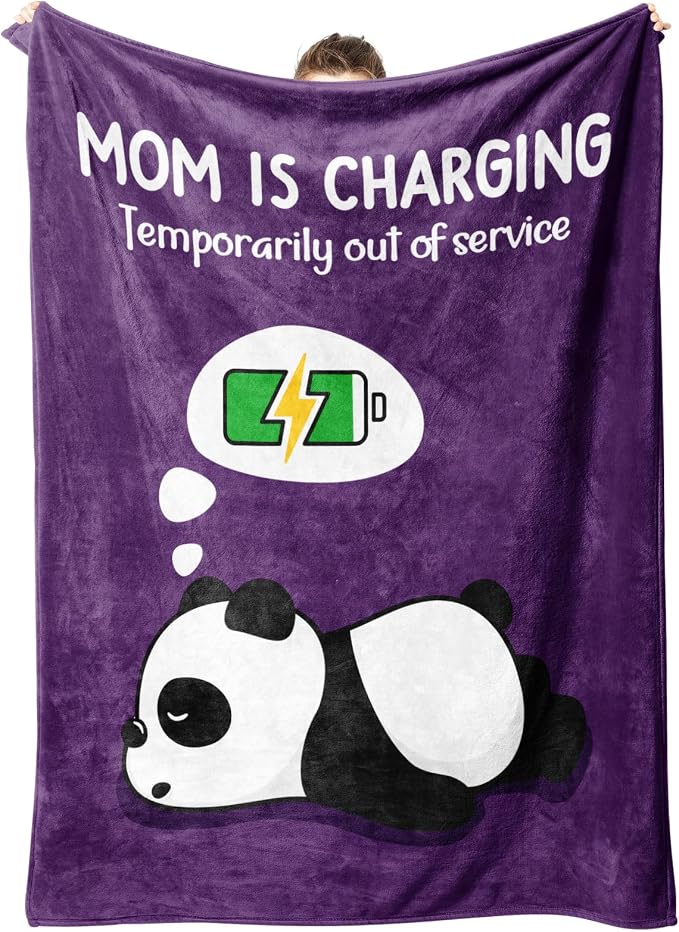 Craftique Mom Birthday Gifts, Funny Gifts for Mom- Mom's Charging Blanket | Mom Gifts for Women from Daughter Son Husband, Super Soft Blanket Throw for Napping Travel, 80”×60”