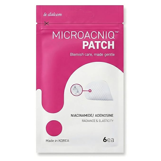 le dalcom Korean Micro-darts Patch, Post Blemish Dark Spot Care for Radiance & Elasticity, Brighter-looking Skin Tone, Niacinamide & Adenosine, Individual Blister Package (6 Patches)