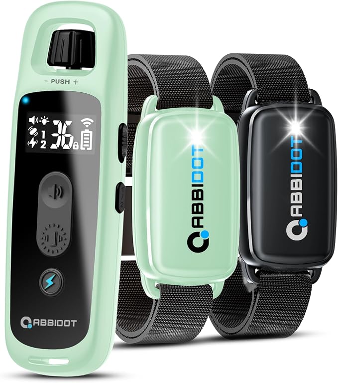 ABBIDOT Shock Collar for 2 Dogs, 3300 FT Dog Training Collar with Remote, IPX7 Waterproof with 4 Training Modes, Rechargeable E-Collar for All Breeds (15-120 lbs), Green Black