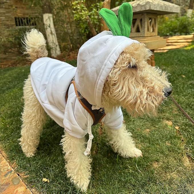 Dog Hoodie Warm Autumn Winter Pet Sweatshirt (White Radish Hoodie,XL) | Cute styling Pet Clothing Coat For 2-25 Lbs Small Medium Dog Cat French Bulldog Chihuahua Pug Boston Terrier Poodle Dachshund