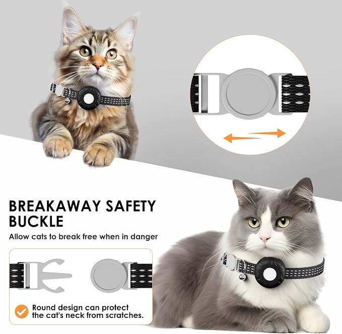 GPS Tracker for Cats-No Monthly Fee, Cat Tracker,Compatible with Apple Find My App (Only iOS), Waterproof Pet Tracker,Real-Time Cat Collar for Pets,Kids,Luggage & Assets | 367-Day Battery Life|(Black)