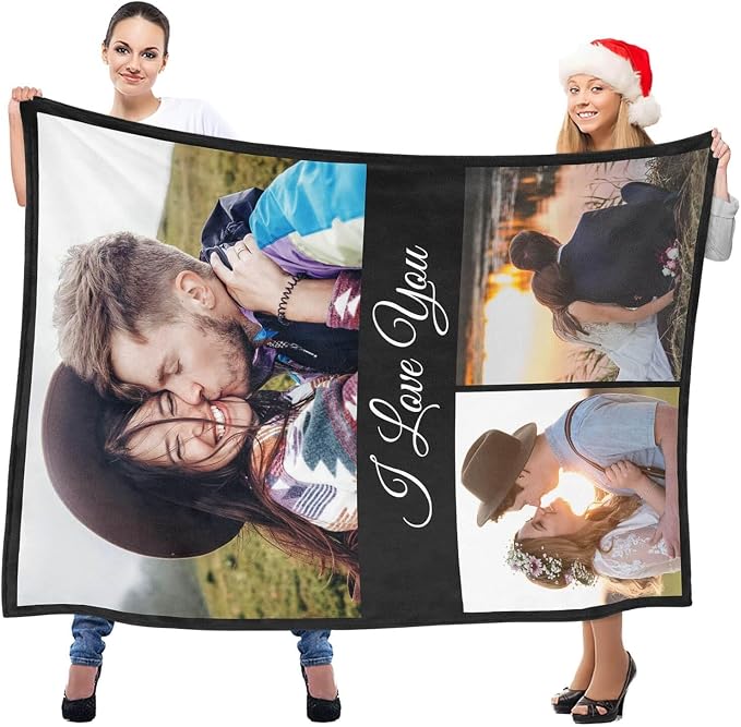 inkArts Custom Blankets with Photo, Personalized Blankets, Customized Photo Blanket, Custom Picture Blanket, Personalized Anniversary Couple Gifts for Women Men Her Him Girlfriend Boyfriend