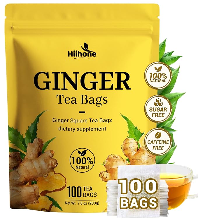 Ginger Root Herbal Tea - Caffeine Free, 100 Teabags