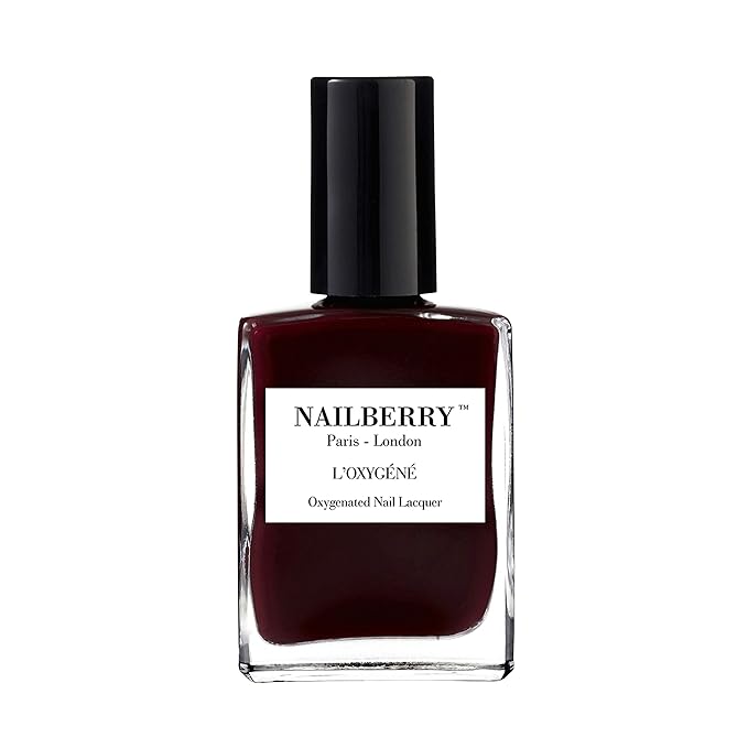 Nailberry L'Oxygéné Oxygenated Nail Lacquer | Noirberry | Deep Red Black Opaque Nail Polish | UV Protected Long-Wear Nail Polish | 12-Free | Vegan | Certified Halal | Cruelty & Gluten Free | 15 ml