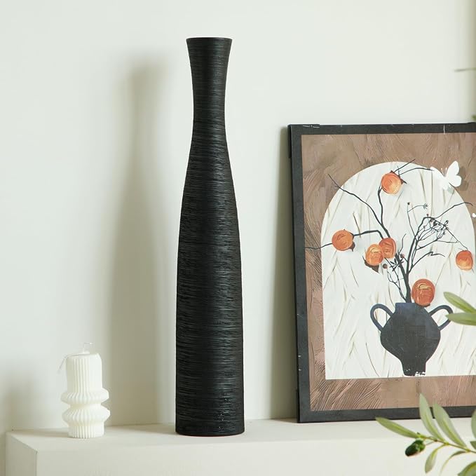 Ceramic Flower Vase, 19.7" Tall Floor Vase Modern Rustic Farmhouse Decor | Tall Skinny Decorative Vases for Home Decor, Pampas Grass, Living Room, Office, Fireplace Bedroom Decoration