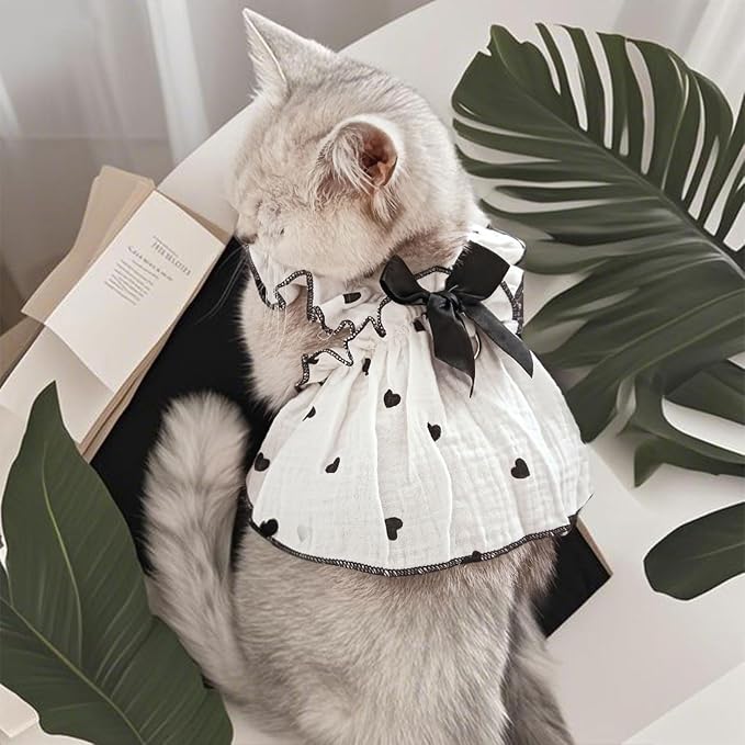 Dog Dresses for Small Dogs Girl Female Dog Cat Clothes Dress Cute Cotton Extra Summer Clothes Bow Decor Printed Love Birthday Outfit Puppy Clothes (Light Pink & Black, X-Small)