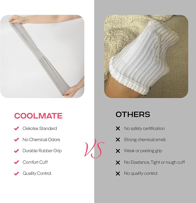 COOLMATE Pilates Socks with Grips for Women, Yoga Socks, Crew Non Slip Women for Barre, Pilates Gifts for Women