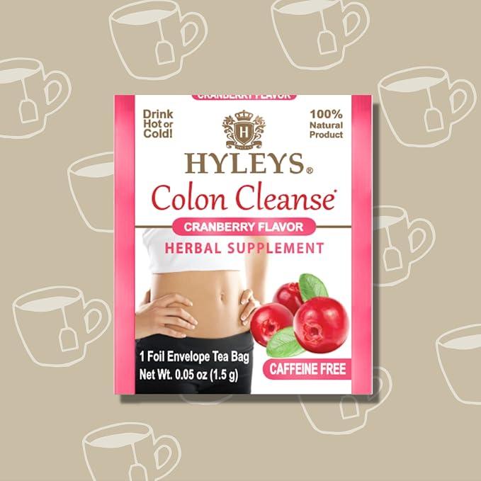 Hyleys Colon Cleanse Tea Cranberry Flavor - 25 Tea Bags (2 Pack)