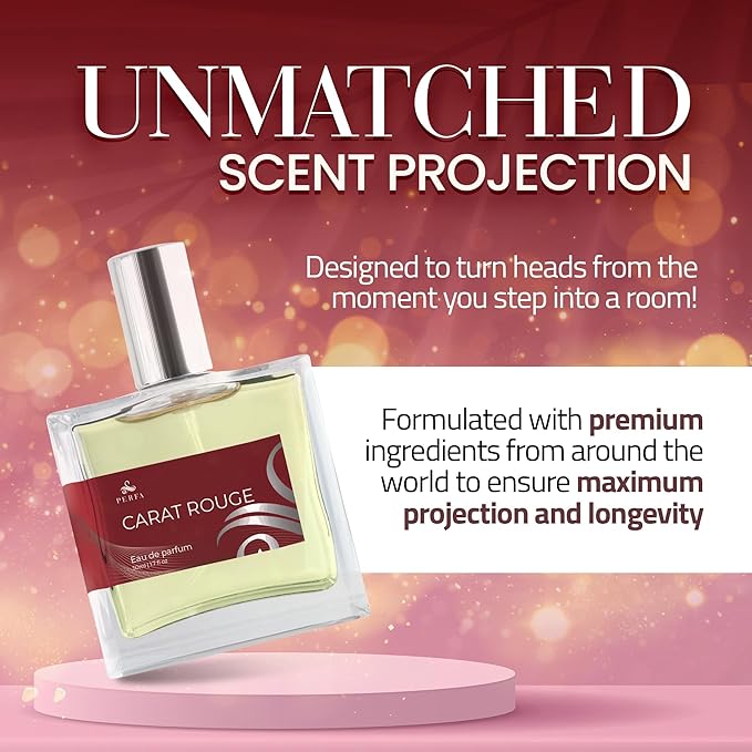Perfa Women's Inspired Eau De Parfum | B.accarat Floral Amber Scent With Jasmine, Saffron | Clean Musk Dry Down | Long-Lasting | Gift-Ready Ladies Fragrance | Fine Mist Atomiser Spray | Carat Rouge