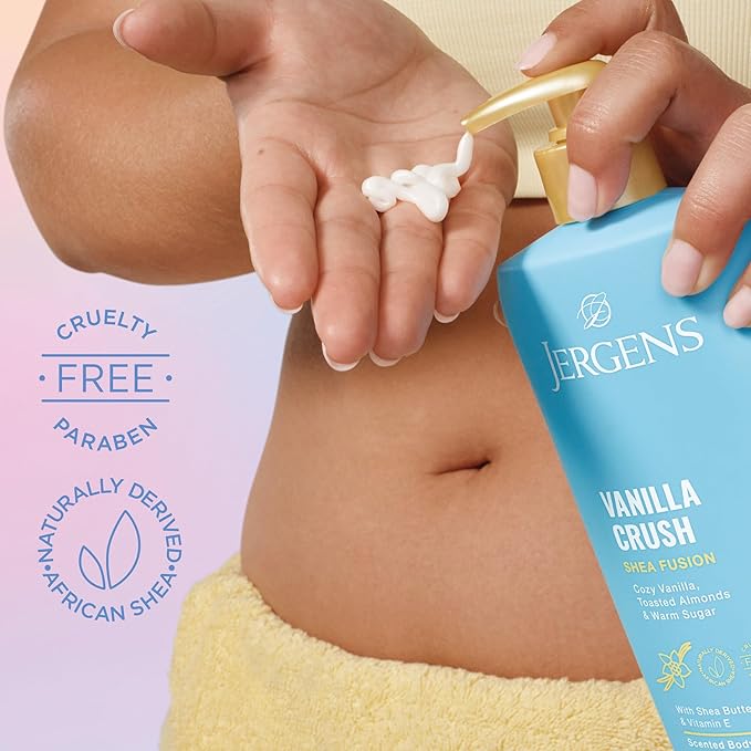 Jergens Shea Fusion Vanilla Crush Body Lotion for Dry Skin, Moisturizing Body Lotion with Shea Butter and Vitamin E, 14 fl oz