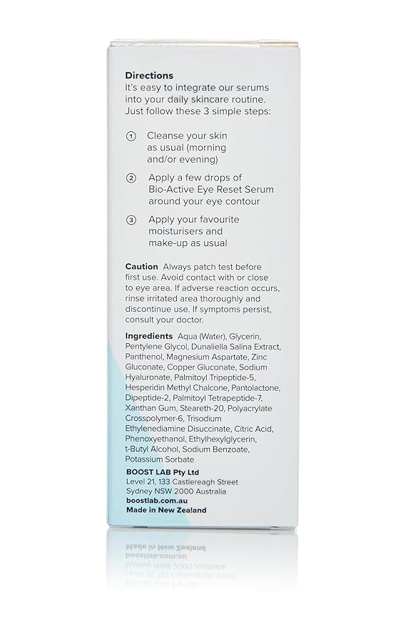 BOOST LAB Bio-Active Eye Reset Serum for Women & Men- Fights Dark Circles, Wrinkles, Lines & Puffy Eye Bags – Re-Energize Skin & Revitalize Eyes - Paraben, Sulphate, & Fragrance Free - 30 ml (1 fl oz)