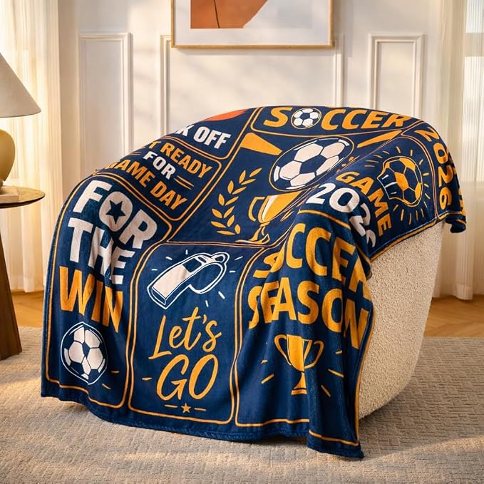 World Soccer 2026 Throw Blanket, Soccer Season Game Day Blanket, Soft Flannel Football Fan Blanket for Couch Bed, Decor Gift for Men Women Kids
