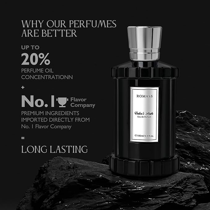 ROMASS Valor's Path Unisex Eau de Parfum Spray - 3.4oz/100ml, Citrus Pineapple & Rose Oud Wood Perfume, Fresh Summer Scent for Men Women