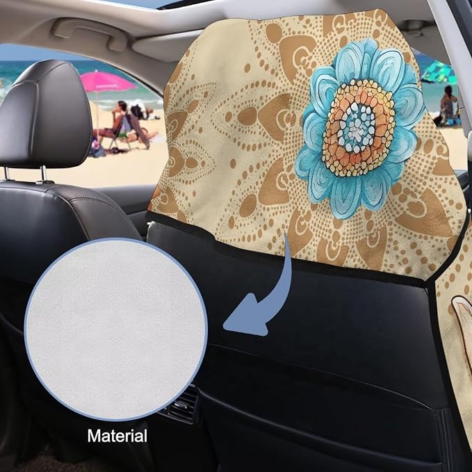 INSTANTARTS Dahlia Highland Cow Car Seat Cover Protector Sweat Towel Multi-Functional Car Towel