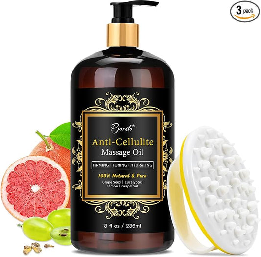 Pjordo Anti Cellulite Massage Oil with Massager, Collagen and Stem Cell Skin Tightening Oil Natural Cellulite Remover Therapy Oil for Cellulite & Stretch Mark(Anti Cellulite Massage Oil Kit)